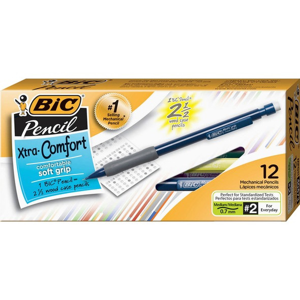 BIC Matic Grip Mechanical Pencils - 0.7 mm Lead Diameter - Refillable - Assorted Barrel - 1 Dozen