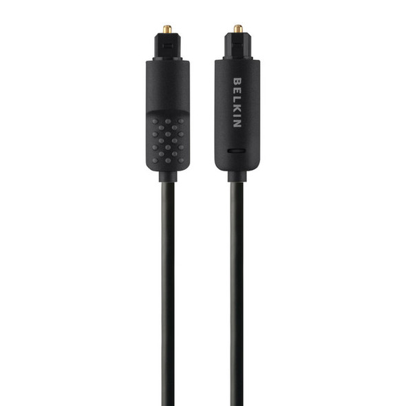 Belkin Fiber Optic Audio Cable - 6 ft Fiber Optic Audio Cable for Audio Device, MacBook Pro, Mac mini, MacBook, Receiver - First End: Toslink Digital Audio - Male - Second End: Toslink Digital Audio - Male - Black - 1 Each