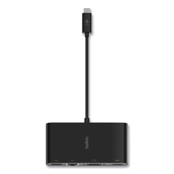 USB-C Multimedia Adapter, HDMI/Ethernet/USB-A/USB-C/VGA, 4.33", Black