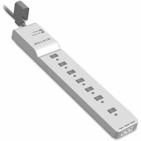 Belkin 7 Outlet Home/Office Surge Protector - 6 foot Cable- White -2320 Joules - 7 - 1875 VA - 2320 J - 125 V AC Input - 125 V AC Output - Fax/Modem/Phone