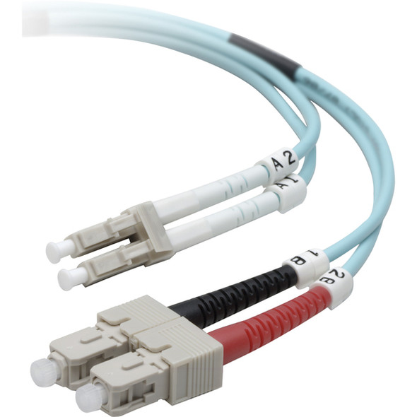 Belkin Fiber Optic Duplex Patch Cable - LC Male - SC Male - 16.4ft - Aqua