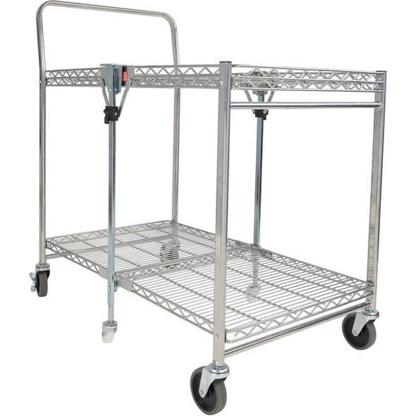 Bostitch Stow-Away Utility Cart - 2 Shelf - 250 lb Capacity - 4 Casters - x 35" Width x 37.3" Depth x 22" Height - Chrome - 1 Each