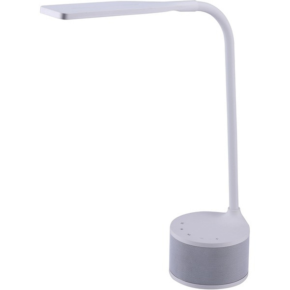 Bostitch LED Bluetooth USB Speaker Lamp - 5.50 W LED Bulb - Bluetooth, USB Charging, Color Temperature Setting, Flicker-free, Glare-free Light, Gooseneck, Flexible Neck - Desk Mountable - White - for Smartphone, Relaxing, Reading, Desk, Phone