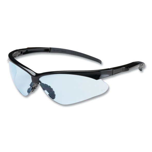 Adversary Optical Safety Glasses, Scratch-Resistant, Light Blue Lens, Black Frame