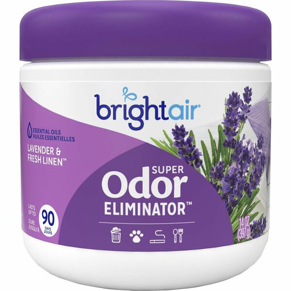 Bright Air Super Odor Eliminator Air Freshener - 14 fl oz (0.4 quart) - Fresh Linen, Lavender - 60 Day - 6 / Carton