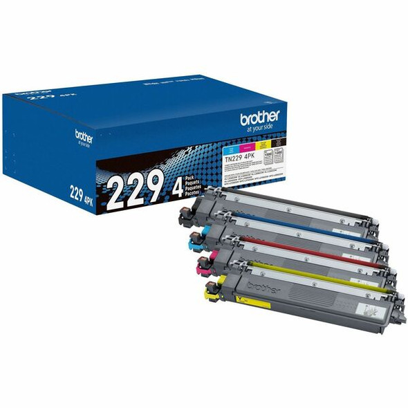 Brother Genuine TN2294PK Standard Yield Toner Cartridge Multipack (Includes 1 cartridge each of Black, Cyan, Magenta, and Yellow Toner) - Laser - Yellow - Standard Yield - 4 Pack - 1,500 Pages Black - 1,200 Pages Cyan, Magenta, Yellow