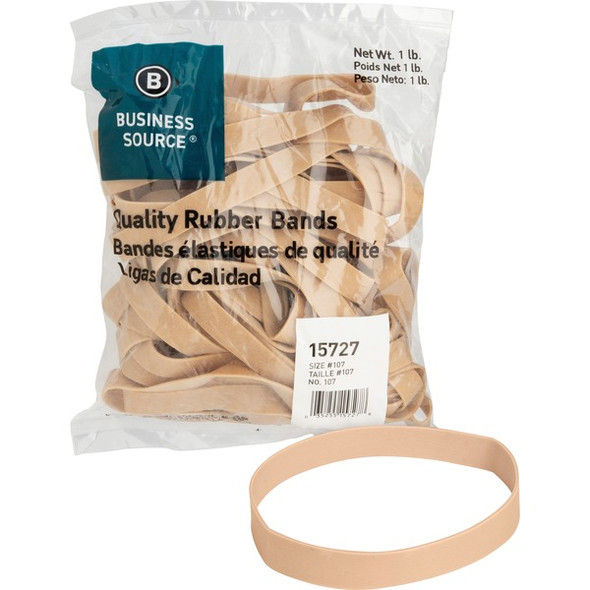 Business Source Quality Rubber Bands - Size: #107 - 7" Length x 0.6" Width - Sustainable - 40 / Pack - Rubber - Crepe