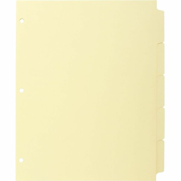 Business Source Mylar-reinforced Plain Tab Indexes - 5 Write-on Tab(s) - 8.5" Divider Width x 11" Divider Length - Letter - 3 Hole Punched - Canary Tab(s) - Hole-punched, Mylar Reinforcement, Mylar Reinforced Edge - 36 / Box