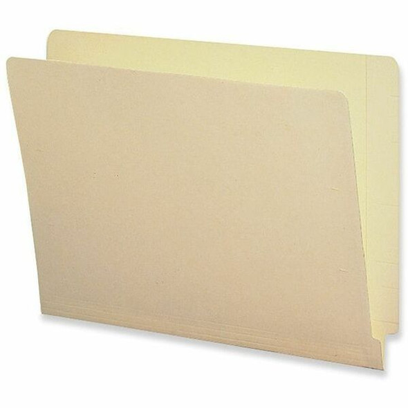 Business Source Straight Tab Cut Letter Recycled End Tab File Folder - 8 1/2" x 11" - End Tab Location - 10% Recycled - 100 / Box