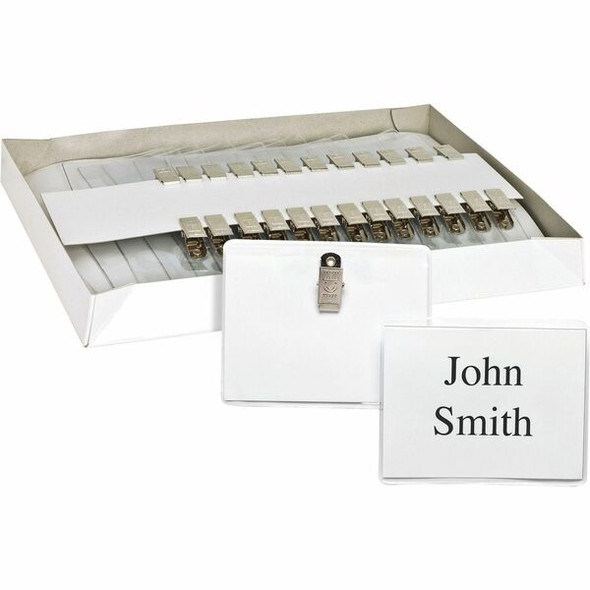 Business Source Clip Holder Style Badge Kit - 2.3" x 3.5" x - 50 / Box - Clear