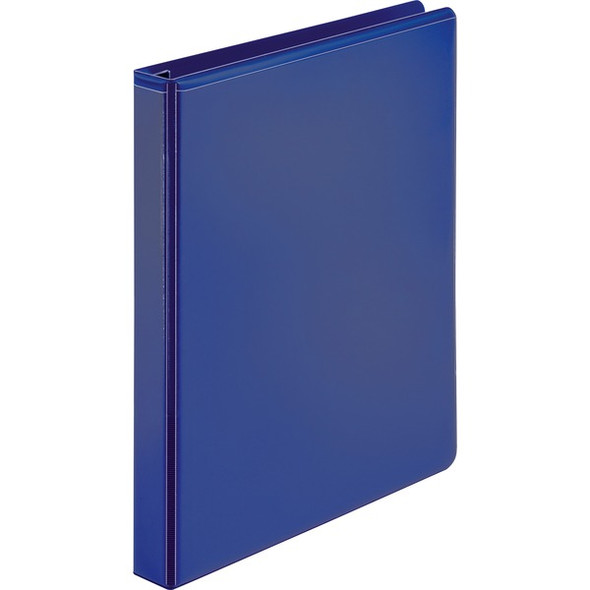 Business Source Navy D-ring Binder - 1" Binder Capacity - Letter - 8 1/2" x 11" Sheet Size - D-Ring Fastener(s) - 4 Pocket(s) - Polypropylene - Navy - Non-stick, Ink-transfer Resistant, Locking Ring - 1 Each