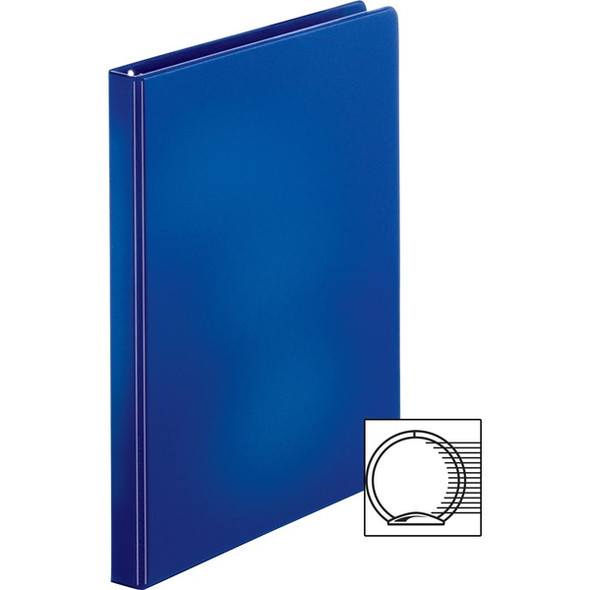 Business Source Basic Round Ring Binders - 1/2" Binder Capacity - Letter - 8 1/2" x 11" Sheet Size - Round Ring Fastener(s) - Vinyl - Dark Blue - 8.96 oz - 1 Each