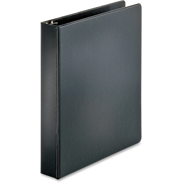Business Source Basic Round Ring Binders - 1 1/2" Binder Capacity - Letter - 8 1/2" x 11" Sheet Size - 350 Sheet Capacity - 3 x Round Ring Fastener(s) - Polypropylene, Chipboard - Black - 1.02 lb - Sturdy - 1 Each