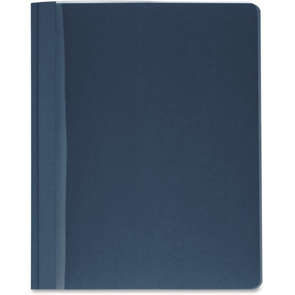 Business Source Letter Report Cover - 8 1/2" x 11" - 100 Sheet Capacity - 3 x Prong Fastener(s) - Clear, Dark Blue - 25 / Box