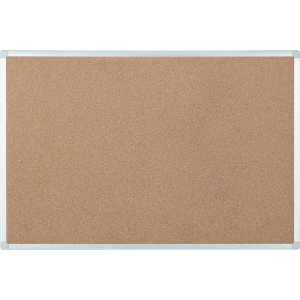 Bi-silque Ayda Cork Bulletin Board - 0.50" Height x 18" Width x 24" Depth - Cork Surface - Self-healing, Durable, Resilient, Heavy-gauge - Aluminum Frame - 1 Each