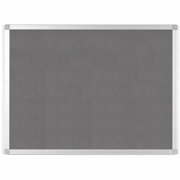 MasterVision Ayda Fabric Bulletin Board - Gray Fabric, Felt Surface - Self-healing, Sleek Style - Aluminum Frame - 1 Each - 18" x 24"