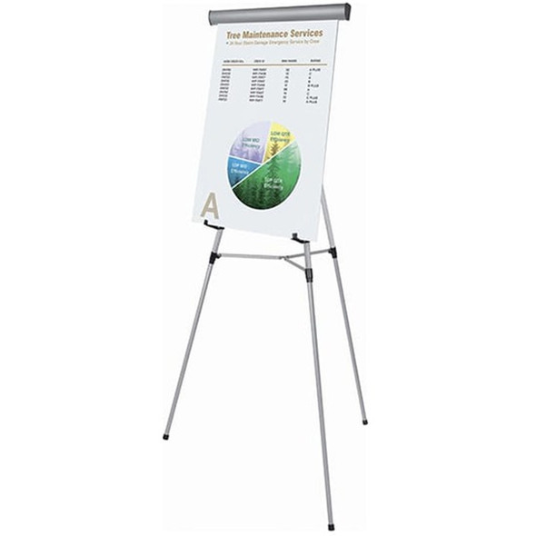 MasterVision 3-leg Display Easel - 45 lb Load Capacity - 63" Height x 28.5" Width x 32" Depth - Tabletop, Floor - Metal, Aluminum, Plastic - Silver