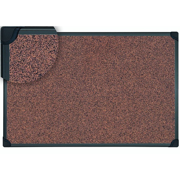 MasterVision Techcork Board - 48" Height x 36" Width - Brown Rubber Surface - Self-healing - Black Aluminum Frame - 1 Each