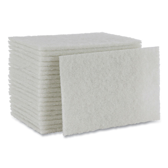 Light Duty Scour Pad, White, 6 x 9, White, 20/Carton