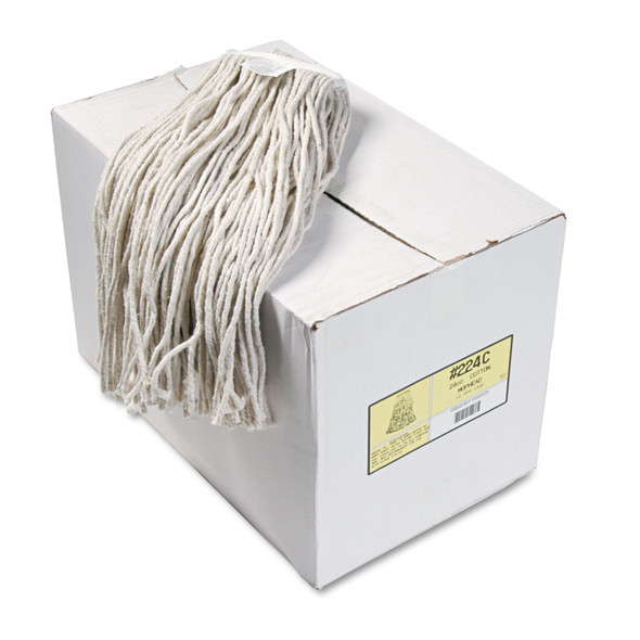 Premium Cut-End Wet Mop Heads, Cotton, 24oz, White, 12/Carton