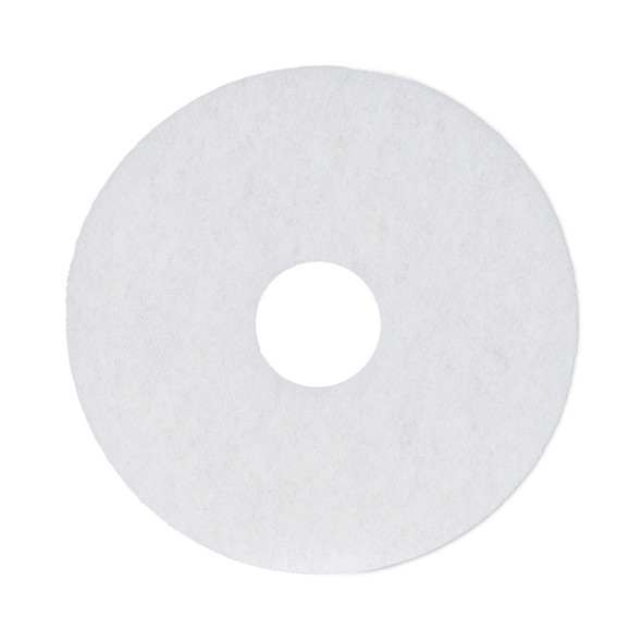 Polishing Floor Pads, 13" Diameter, White, 5/Carton