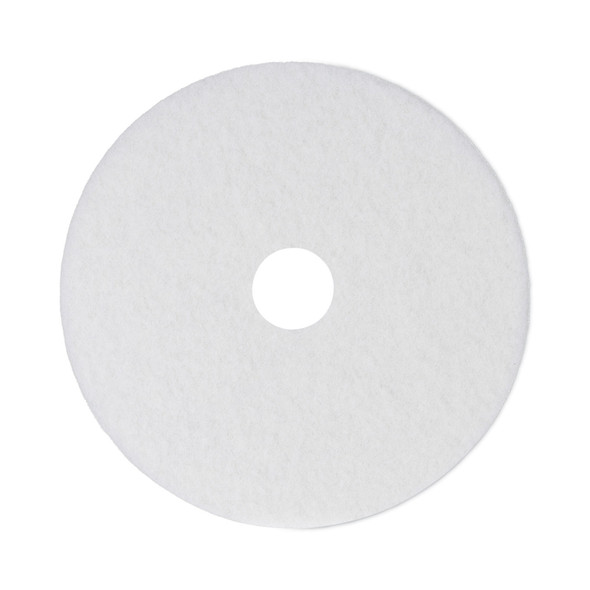 Polishing Floor Pads, 14" Diameter, White, 5/Carton