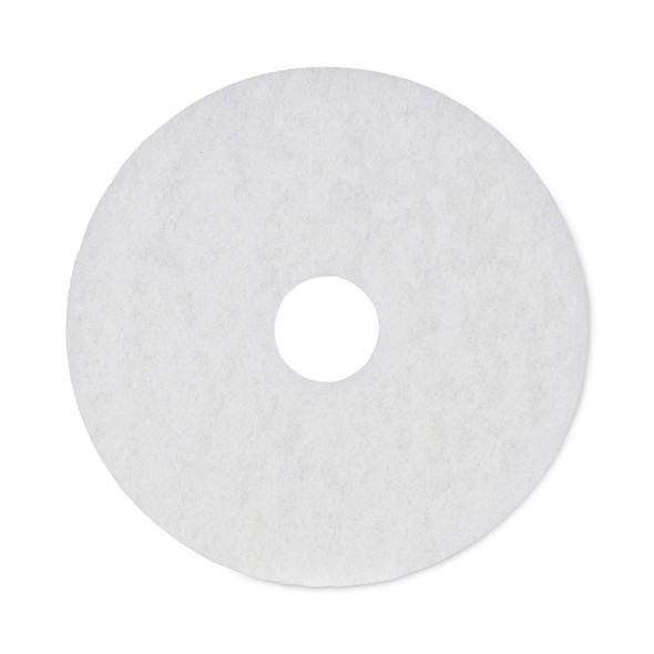 Polishing Floor Pads, 16" Diameter, White, 5/Carton