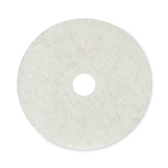 Natural Burnishing Floor Pads, 20" Diameter, White, 5/Carton