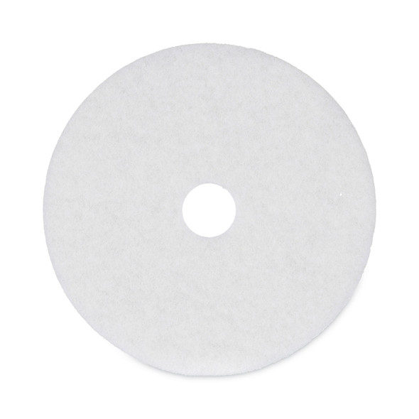 Polishing Floor Pads, 20" Diameter, White, 5/Carton