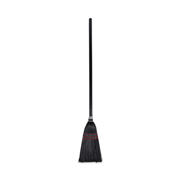 Flag Tipped Poly Lobby Brooms, Flag Tipped Poly Bristles, 38" Overall Length, Natural/Black, 12/Carton