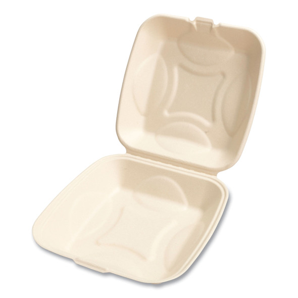 Bagasse PFAS-Free Food Containers, 1-Compartment, 9 x 1.93 x 9, Tan, Bamboo/Sugarcane, 100/Sleeve, 2 Sleeves/Carton