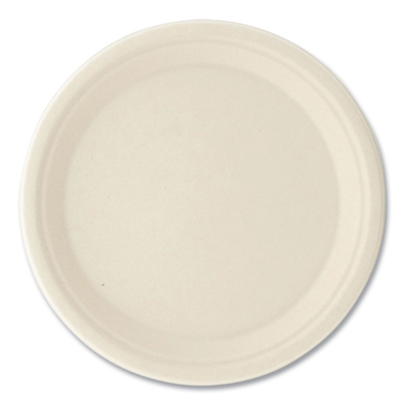 Bagasse PFAS-Free Dinnerware, Plate, 10" dia, Tan, 500/Carton