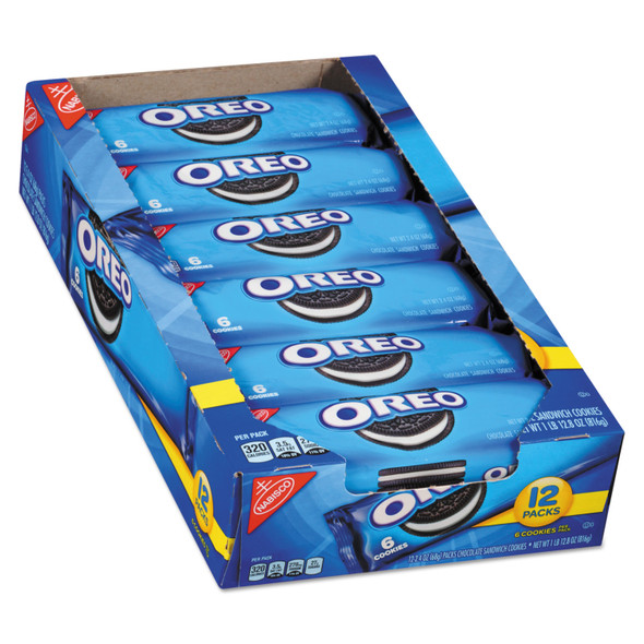 Oreo Cookies Single Serve Packs, Chocolate, 2.4 oz Pack, 6 Cookies/Pack, 12 Packs/Box