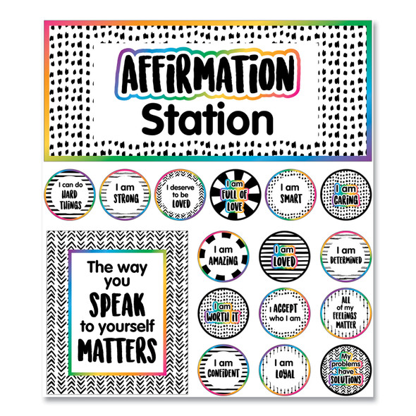 Motivational Bulletin Board Sets, Affirmation Station, Multicolor, 13.8 x 16, 32 Pieces