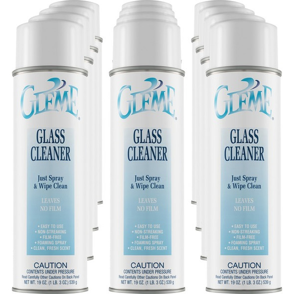 Claire Gleme Glass Cleaner - Ready-To-Use - 20 fl oz (0.6 quart) - 19 oz (1.19 lb)Can - 12 / Dozen - White