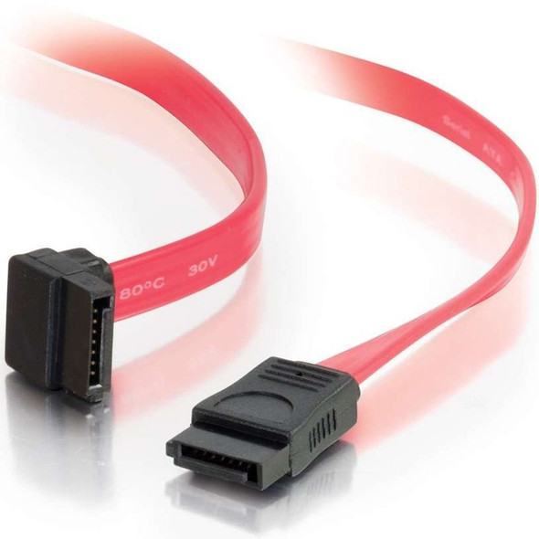 C2G 18in 7-pin 180&deg; to 90&deg; 1-Device Serial ATA Cable - Female SATA - Female SATA - 18" - Translucent Red