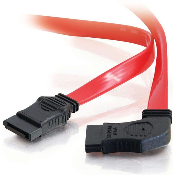 C2G 18in 7-pin 180&deg; to 90&deg; 1-Device Side Serial ATA Cable - Female SATA - Female SATA - 18" - Translucent Red