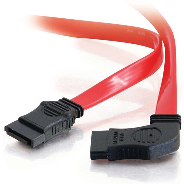 C2G 36in 7-pin 180&deg; to 90&deg; 1-Device Side Serial ATA Cable - Female SATA - Female SATA - 36" - Translucent Red