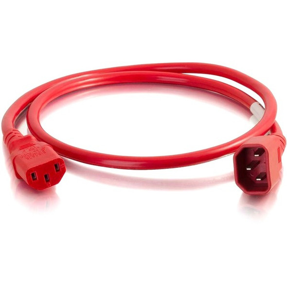 C2G 10ft 18AWG Power Cord (IEC320C14 to IEC320C13) -Red - For PDU, Switch, Server - 250 V AC10 A - Red - 10 ft Cord Length - 1