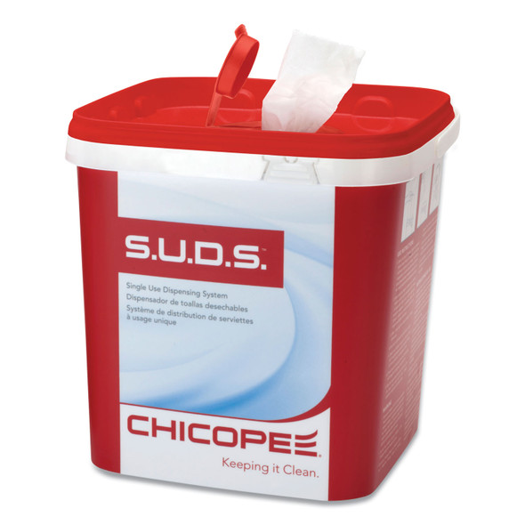 S.U.D.S Bucket with Lid, 7.5 x 7.5 x 8, Red/White, 3/Carton