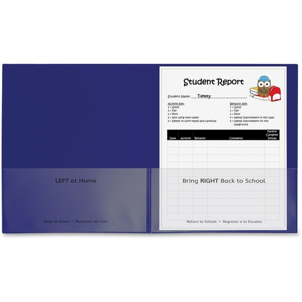 C-Line Classroom Connector Letter Report Cover - 8 1/2" x 11" - 2 Internal Pocket(s) - Blue - 25 / Box