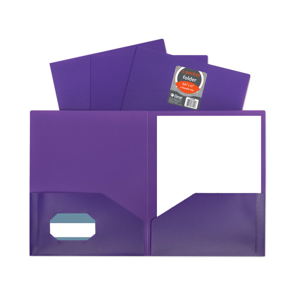 Two-Pocket Heavyweight Poly Portfolio Folder, 11 x 8.5, Purple, 25/Box