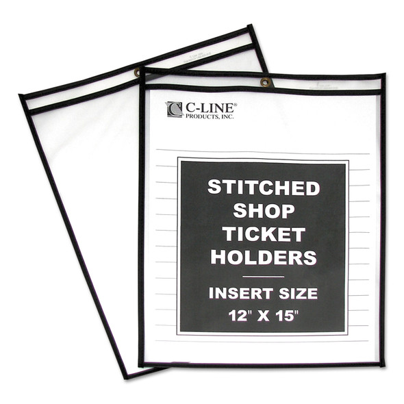 Shop Ticket Holders, Stitched, Both Sides Clear, 75", 12 x 15, 25/BX