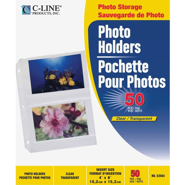 C-Line Ring Binder Photo Storage Pages - 4 Capacity - 4" Width x 6" Length - 3-ring Binding