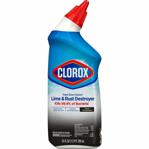 Clorox Toilet Bowl Cleaner Lime & Rust Destroyer - 24 fl oz (0.8 quart)Bottle - 360 / Bundle - Clear