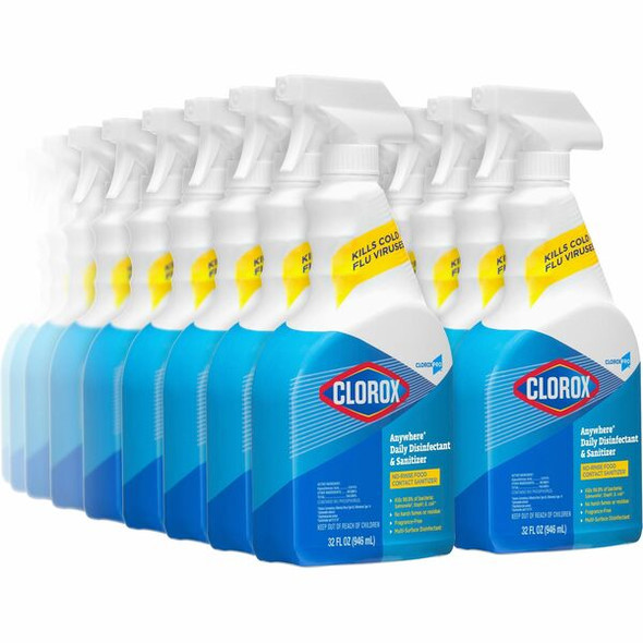 CloroxPro&trade; Anywhere Daily Disinfectant and Sanitizer - 32 fl oz (1 quart) - 432 / Pallet - Clear