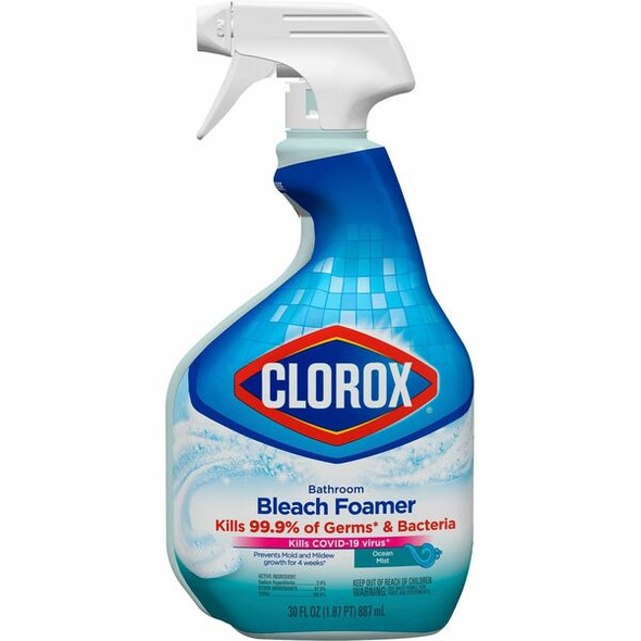 Clorox Disinfecting Bathroom Foamer with Bleach - For Bathroom - 30 fl oz (0.9 quart) - 1 Each - Clear