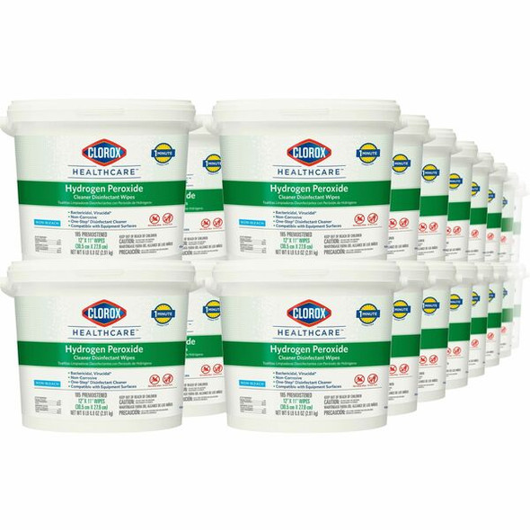 Clorox Healthcare Hydrogen Peroxide Cleaner Disinfectant Wipes - 185 / Bucket - 100 / Pallet - White