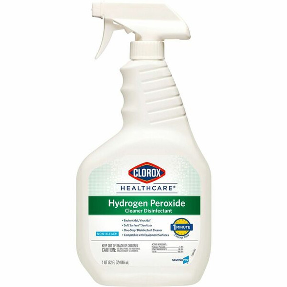 Clorox Healthcare Hydrogen Peroxide Cleaner Disinfectant Spray - 32 fl oz (1 quart) - 1 Each - Disinfectant - Clear