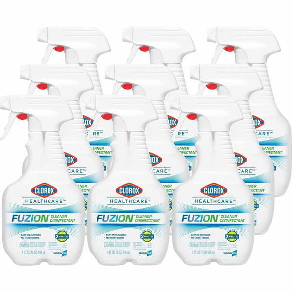 Clorox Fuzion Cleaner Disinfectant - Ready-To-Use - 32 fl oz (1 quart)Bottle - 9 / Carton - Translucent